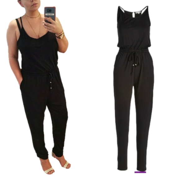 Black Sleeveless Jumpsuit - Picture 2 of 3